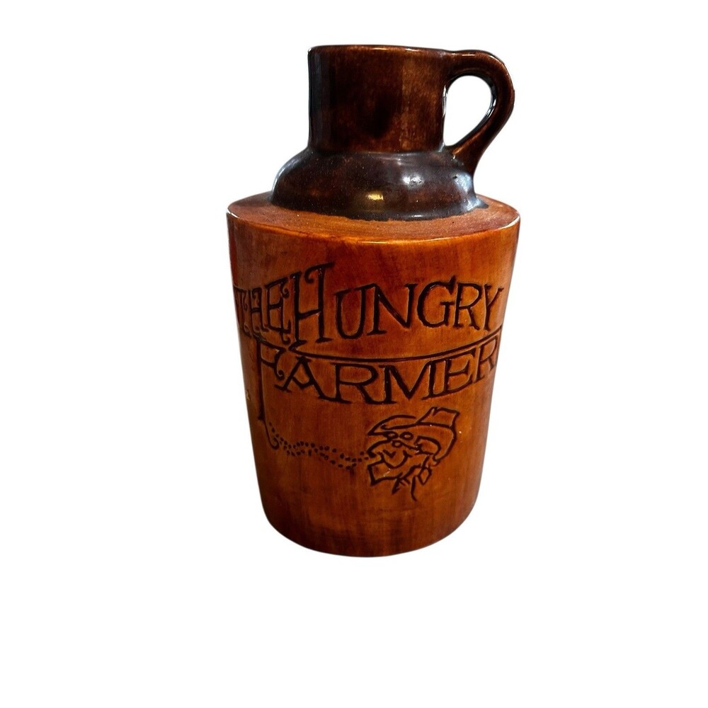 VTG The Hungry Farmer Restaurant Jug Pottery Signed By Marie Devlin